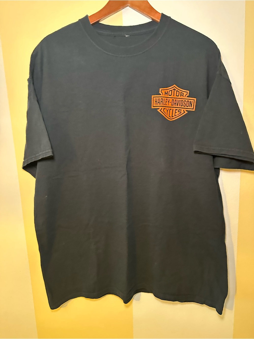Harley-Davidson Black Short Sleeve Tee with Orange Chest Logo XL